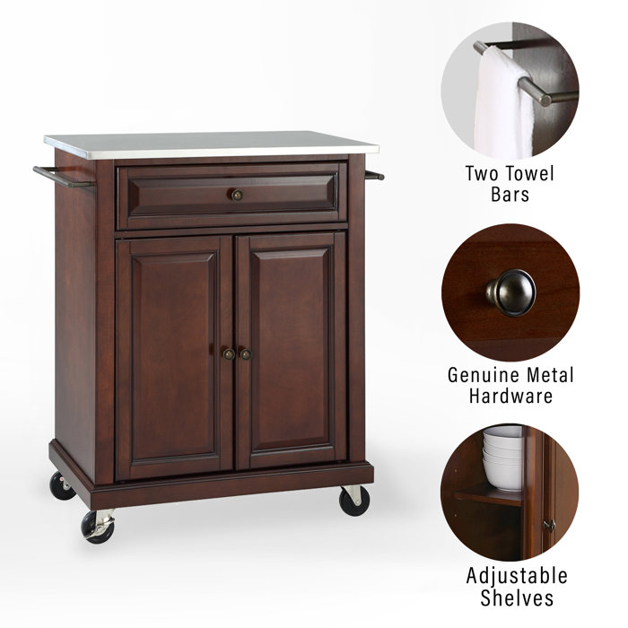 Three Posts™ Hedon Kitchen Cart with Stainless Steel Top & Reviews